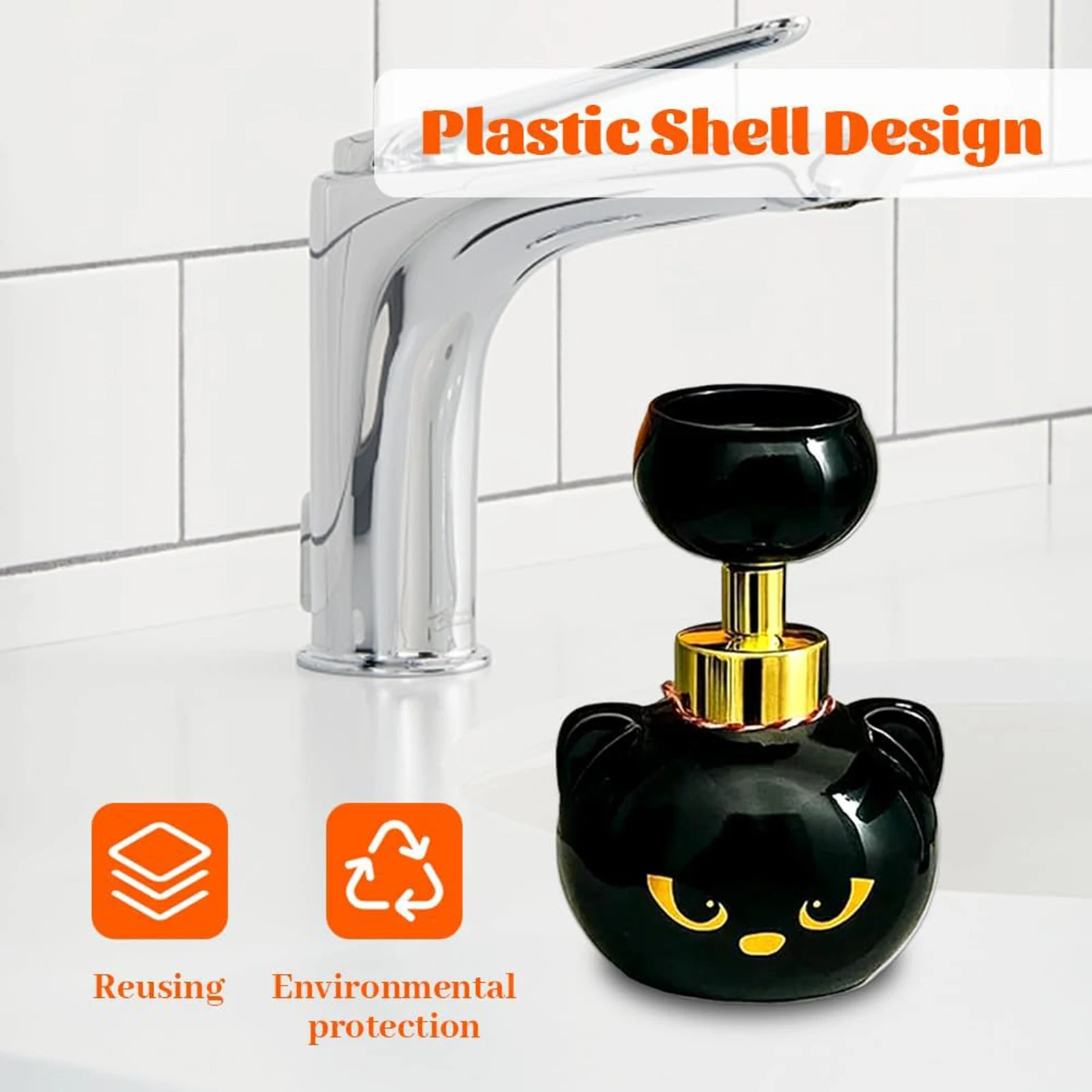 

Cute Cat Paw Foam Soap Dispenser, 2026 Funny Black Cat Paw Flower Shape Foaming Pump Bottles Cat Lover Gift for Bathroom Kitchen