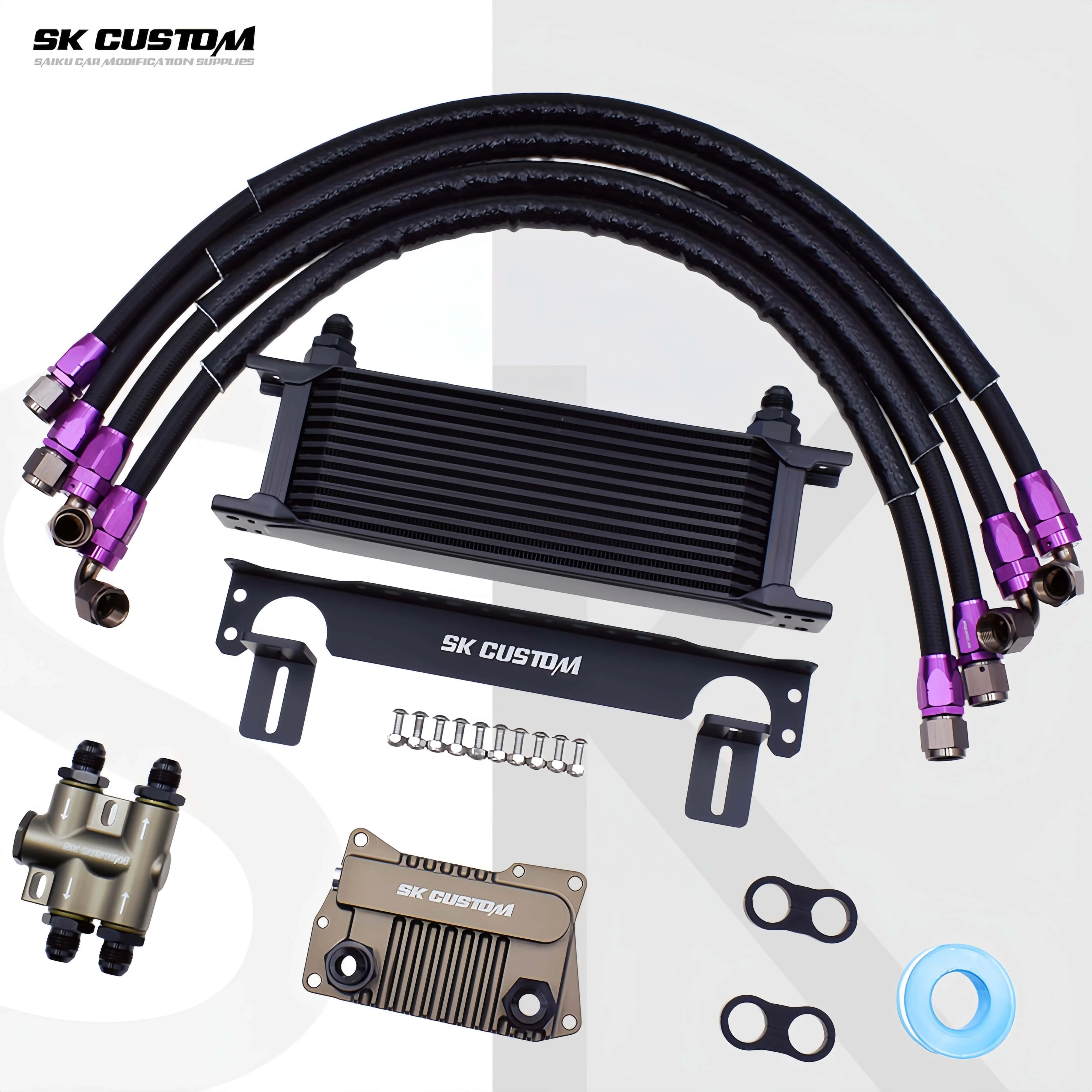 SK CUSTOM Thermostat Engine Oil Cooler Kit For Mercedes M278 M157 Aluminum Oil Radiator OE: A2781880401/A2781880201