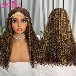Piano Color Burmese Curly Human Hair Wig 5x5 Transparent Lace Closure Wig 250% Density Pixie Curly Wig for Women PrePlucked