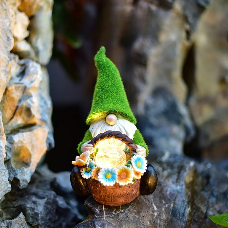 

Декоративный открытый сад из смолы, белый бородатый эльф, карлик, пейзажный светильник, двор, балкон, декоративный орнамент