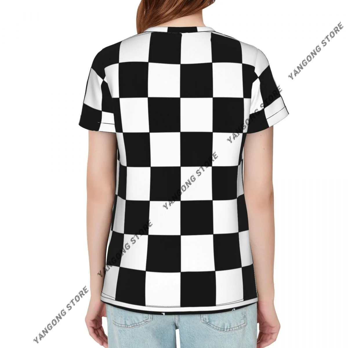 Women's T-shirt ladies casual Chess Board Illustration female T-shirt short-sleeved T-shirt summer thin tops