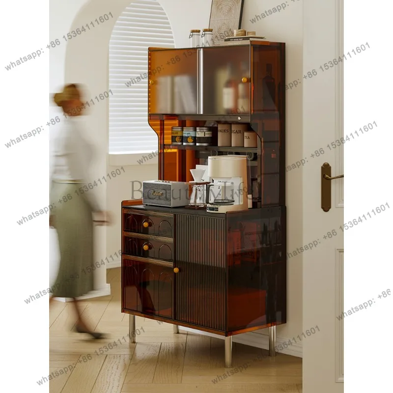 Acrylic Integrated Wall Multi-Functional Light Luxury Stone Plate Small Apartment Home Living Room Side Cabinet Tea Cabinet