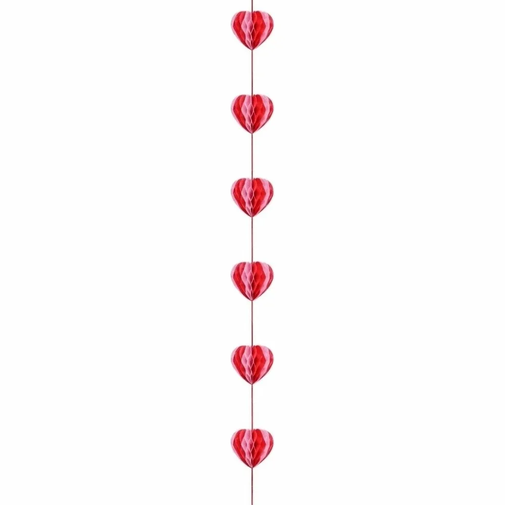 

1.5m Heart Honeycomb Ball String Romantic Paper Hanging Love Streamer Easy To Install Stereoscopic Love Heart Hanging Curtain