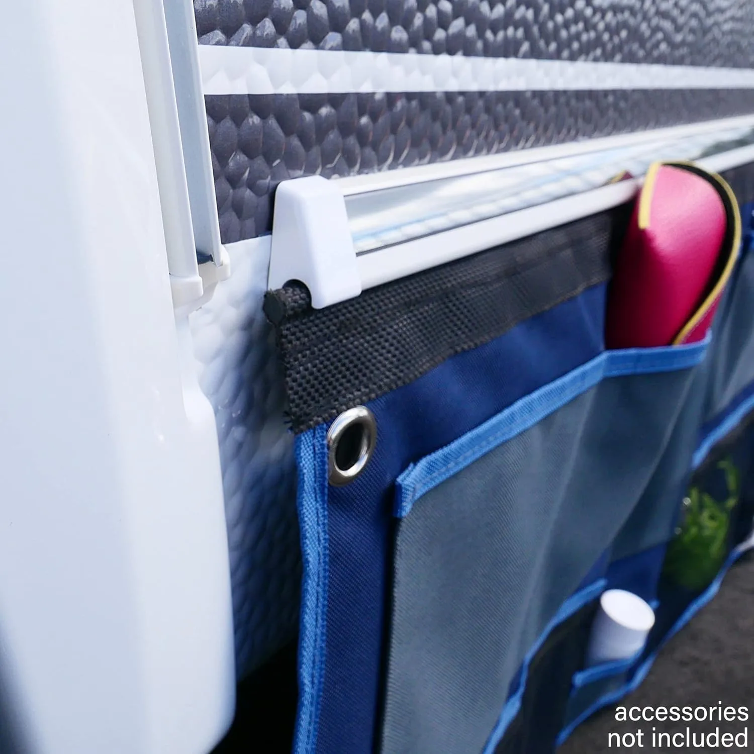 8 مقصورات 45 × 100 سم منظم تنورة مشروع القافلة مع شريط الأنابيب والثقوب رف معلق لتخزين جيب القوافل #2