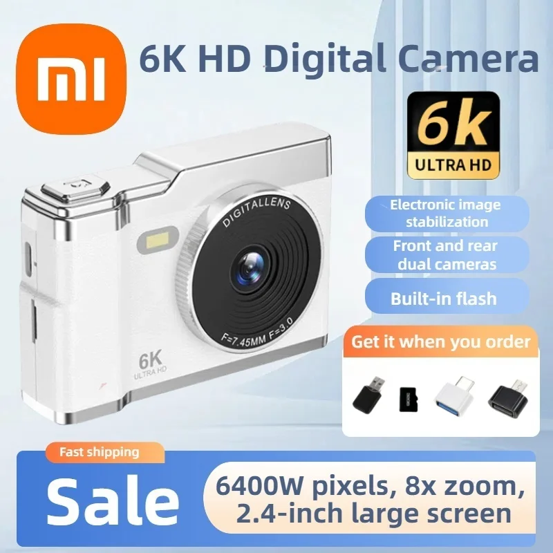 Xiaomi 6K HD Digital Camera 6400W Pixel Student CCD Portable Campus Mini Camera Retro Portable Camera Travel Campus Beginners