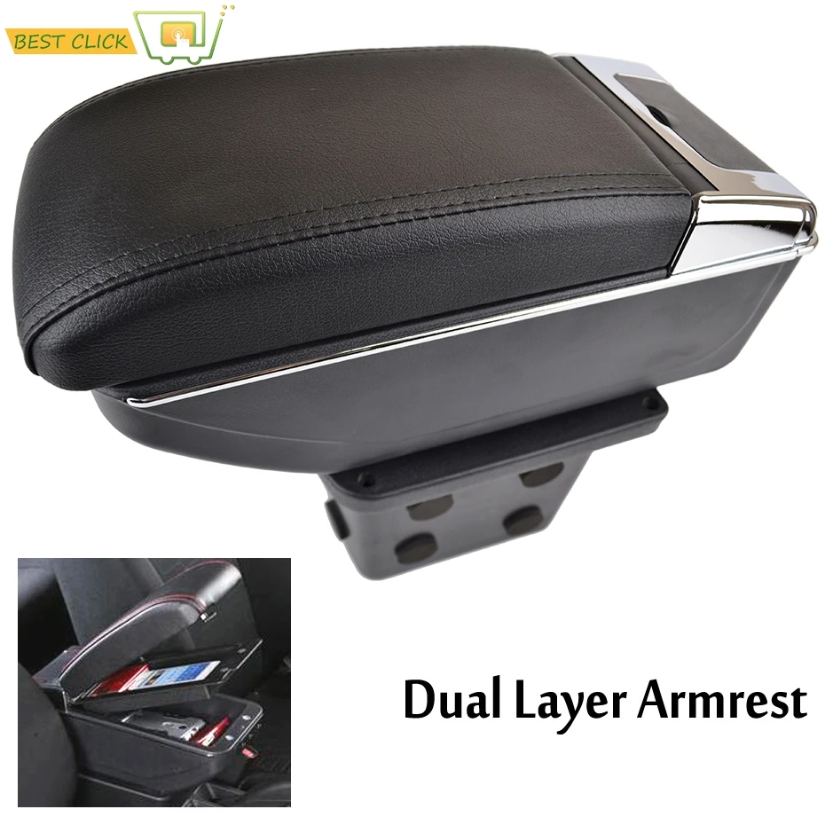 For Hyundai Elantra Touring i30 FD i30cw 2007-2011 Dual Layer Armrest Arm Rest Center Console Storage Box Leather 2008 2009 2010