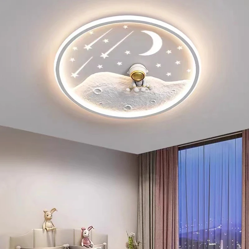 

Cartoon Astronaut Led Ceiling Lights For Boys Baby Kids Room Chandelier Moon Star Lustre Cute Room Decor Spaceman Ceiling Lamp