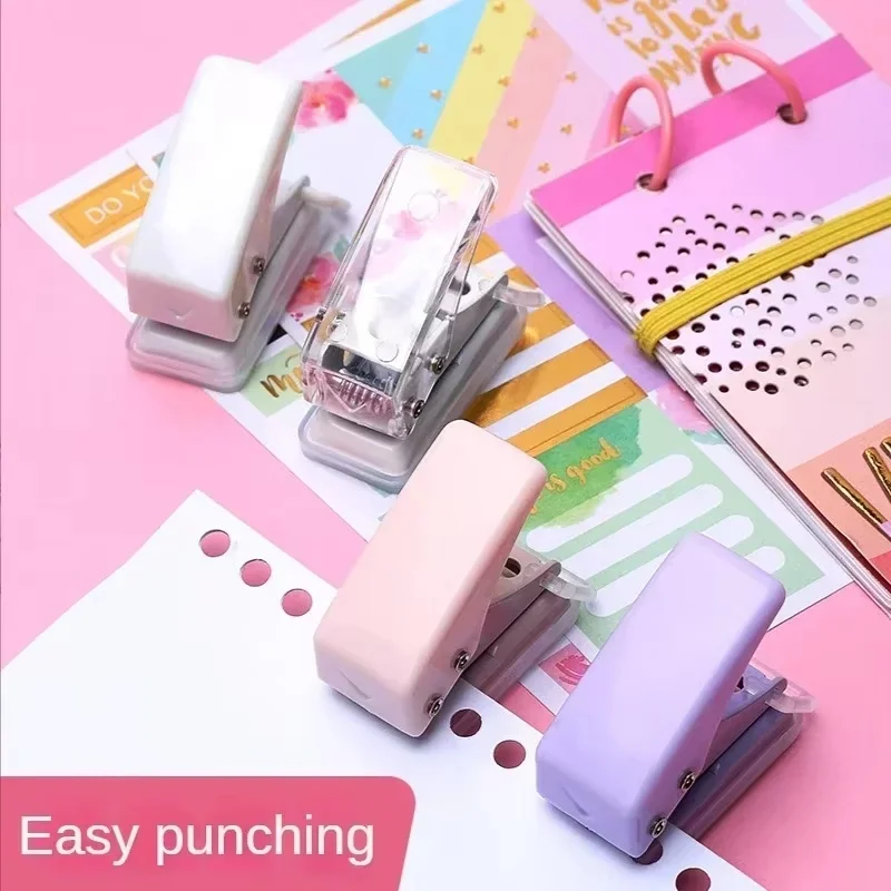 

Single Hole Puncher Adjustable Punch with Plastic Book Binding Binders Cute Portable Office Supplies Office Metal Mini Tools