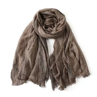 Cotton Linen Striped Men Scarves Autumn Winter Warm Neckerchief Pashmina Male Accessories Short Tassel Bufanda Shawl 4
