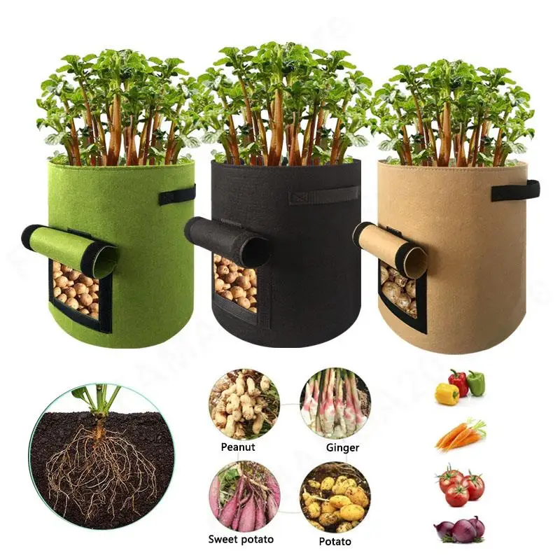 Potato Pot Plant Grow Bags Jardin Planting Bag Home Garden Fruit  Fabric Plants Growing Moisturizing 7 Gallon m20