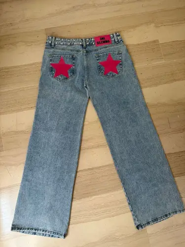 Imagen 2 del producto ONE DILEMMA-pantalones vaqueros holgados con diseño de estrellas para mujer, Vaqueros holgados de pierna ancha, ropa de calle Harajuku, Vaqueros rectos de cintura alta, ropa Y2k