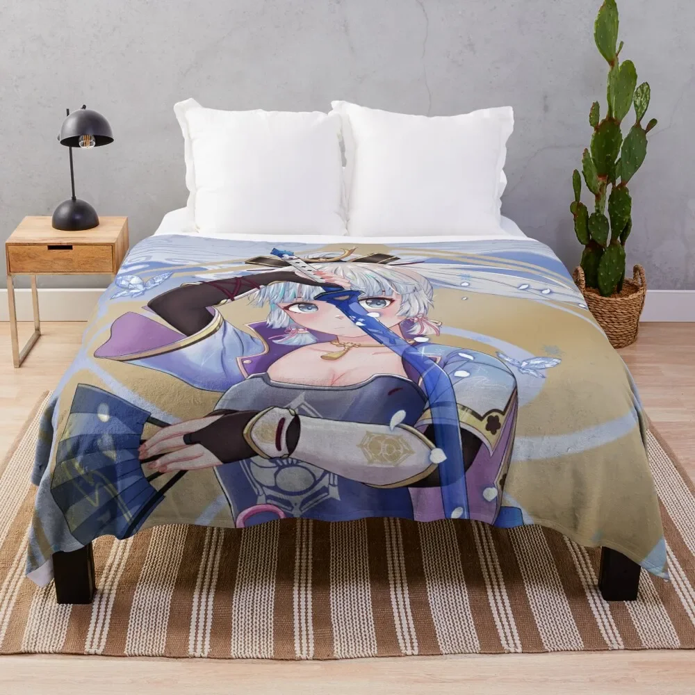 

Kamisato Ayaka Throw Blanket Decorative Sofas Fashion Sofas Flannel Fabric Blankets