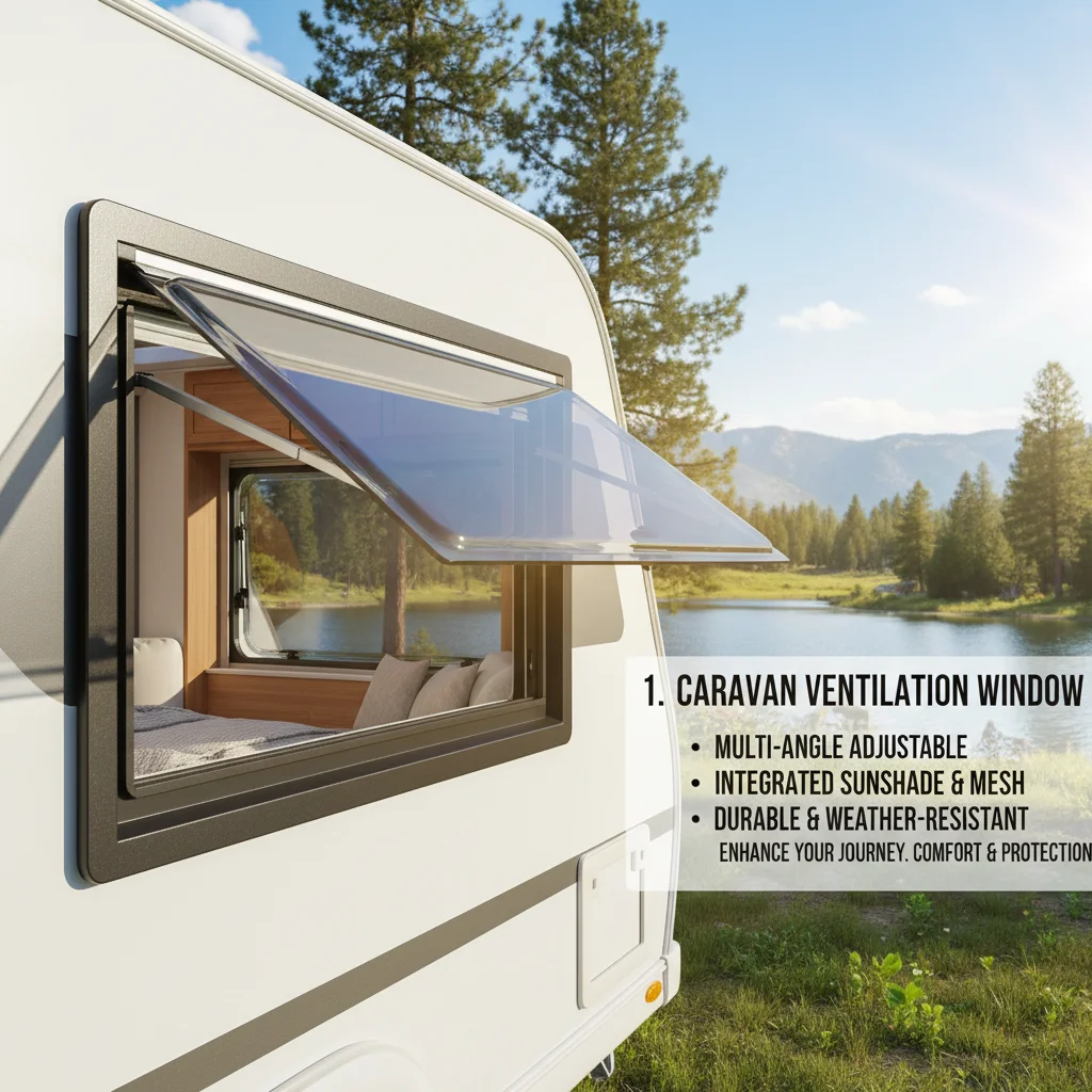 

Adjustable 70° Opening Caravan Ventilation Window 900x500mm Aluminum Alloy Frame with Sunshade & Insect Mesh for RV Motorhome Camper Trailer Emergency Exit
