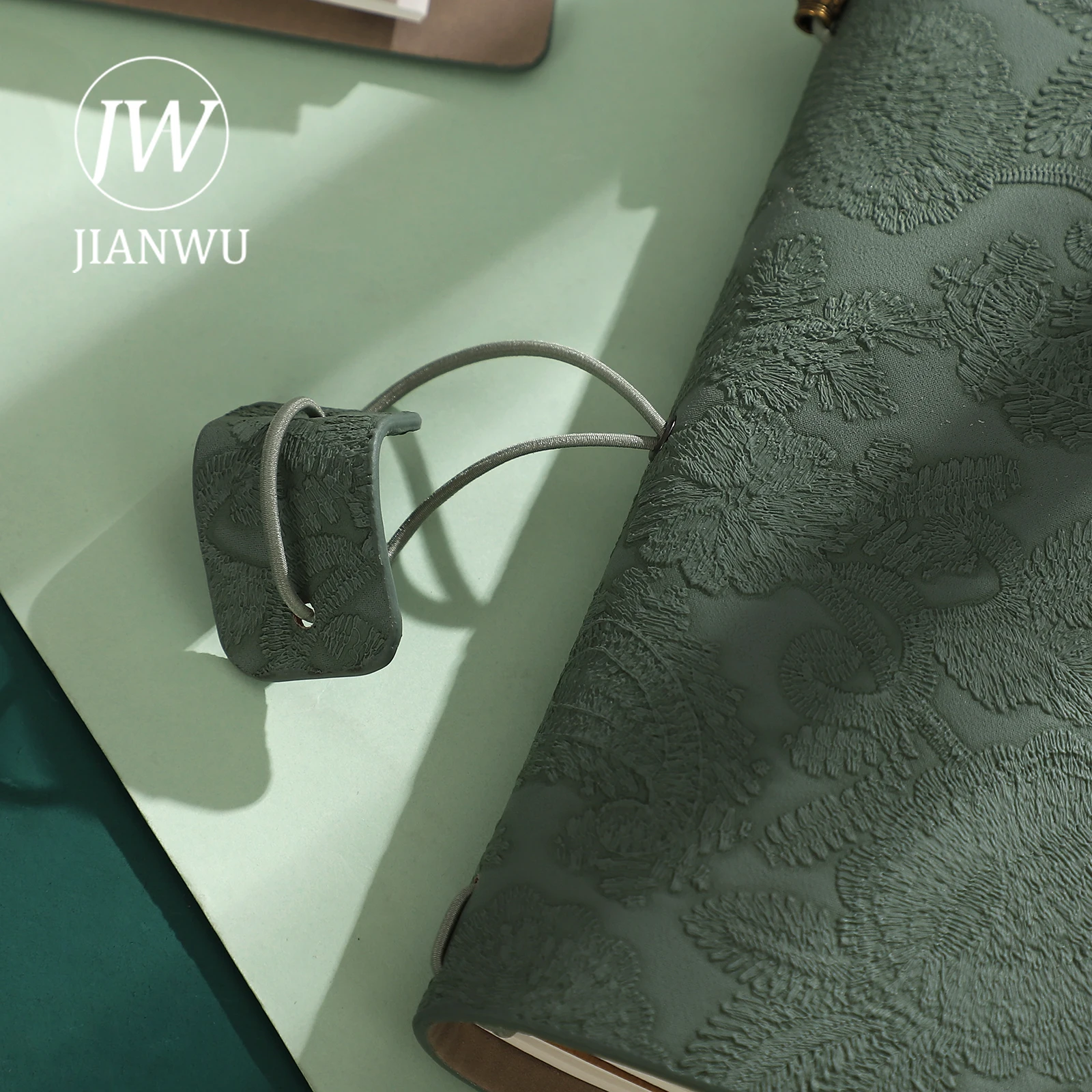 JIANWU 32 Sheets Vintage Embossed Lace Strap Notebook A6 Morandi Portable Journal Travel Book Diary Stationery School Supplies