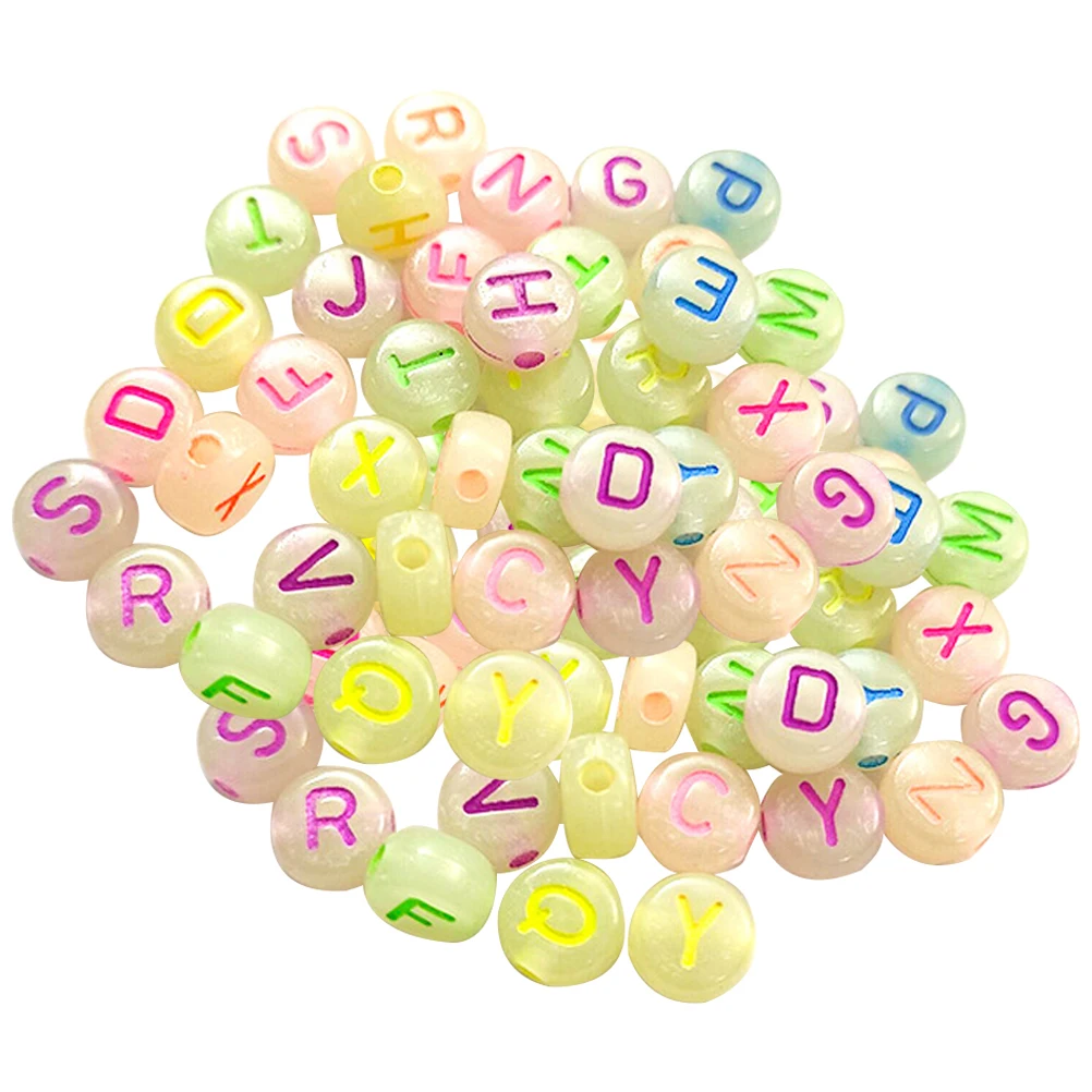 

720 шт. светящиеся в темноте бусины с буквами, красочные бусины с английским алфавитом, свободные бусины, материал для изготовления ювелирных изделий своими руками для браслетов