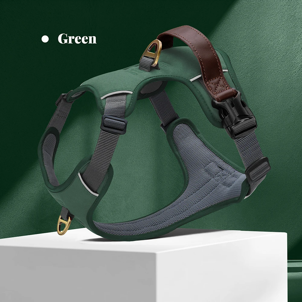 Vintage-Hundegeschirr, langlebiges PU-Leder, Hundegeschirre, atmungsaktive Haustierweste mit Kontrollgriff, Retro für kleine, mittelgroße und große Hunde – Detail 16