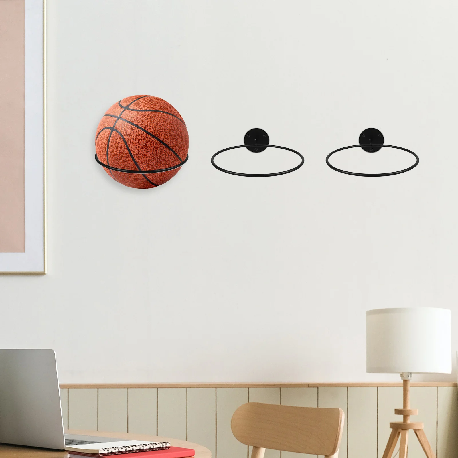 

3pcs Iron Wall Mount Ball Storage Rack Sports Balls Display Holder Basketball Football Organizer Rust-Proof Durable Smooth