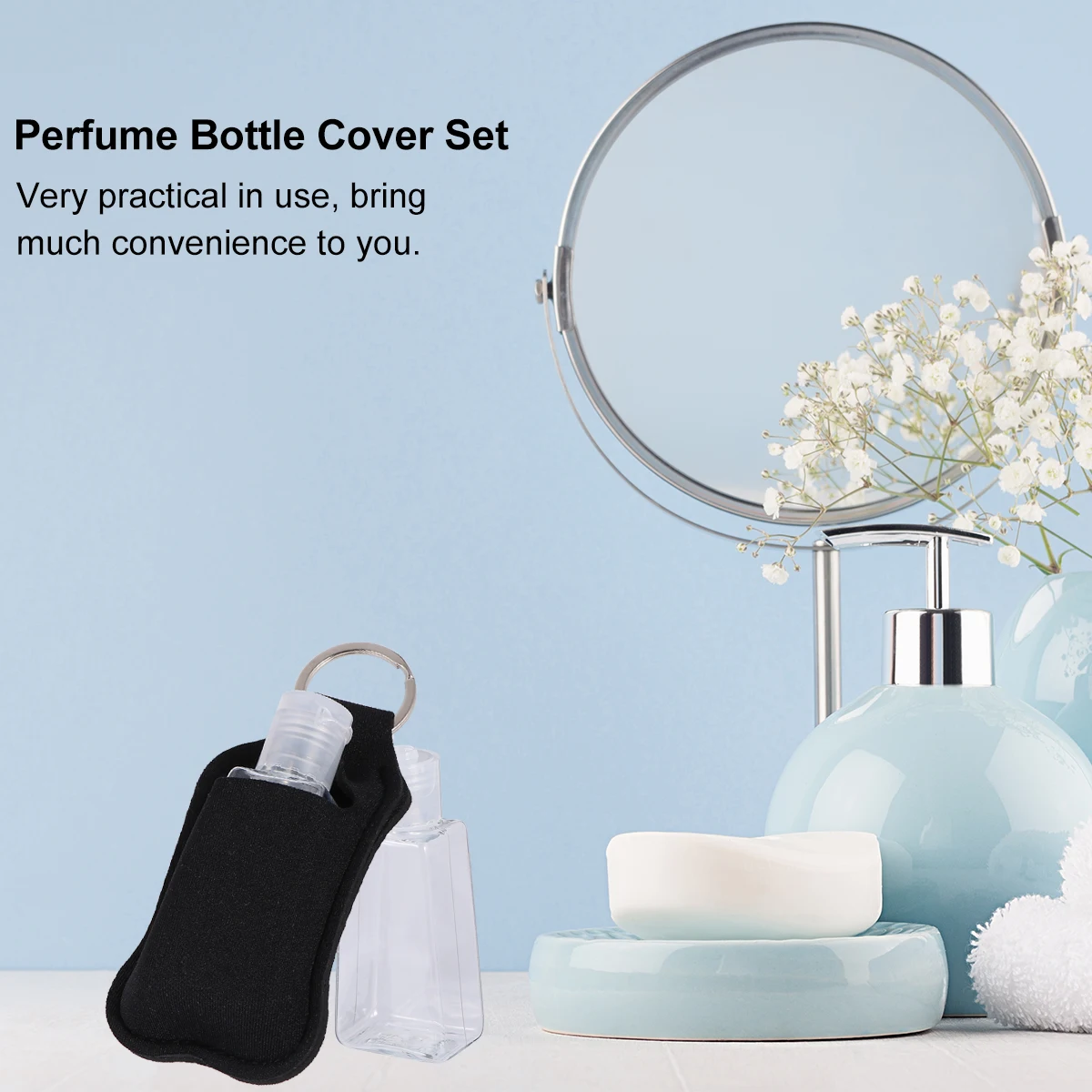 

6Pcs Portable Hand Bottle Cover Black Refillable Protective Bottle Covers Travel Perfume Storage Containers Lightweight