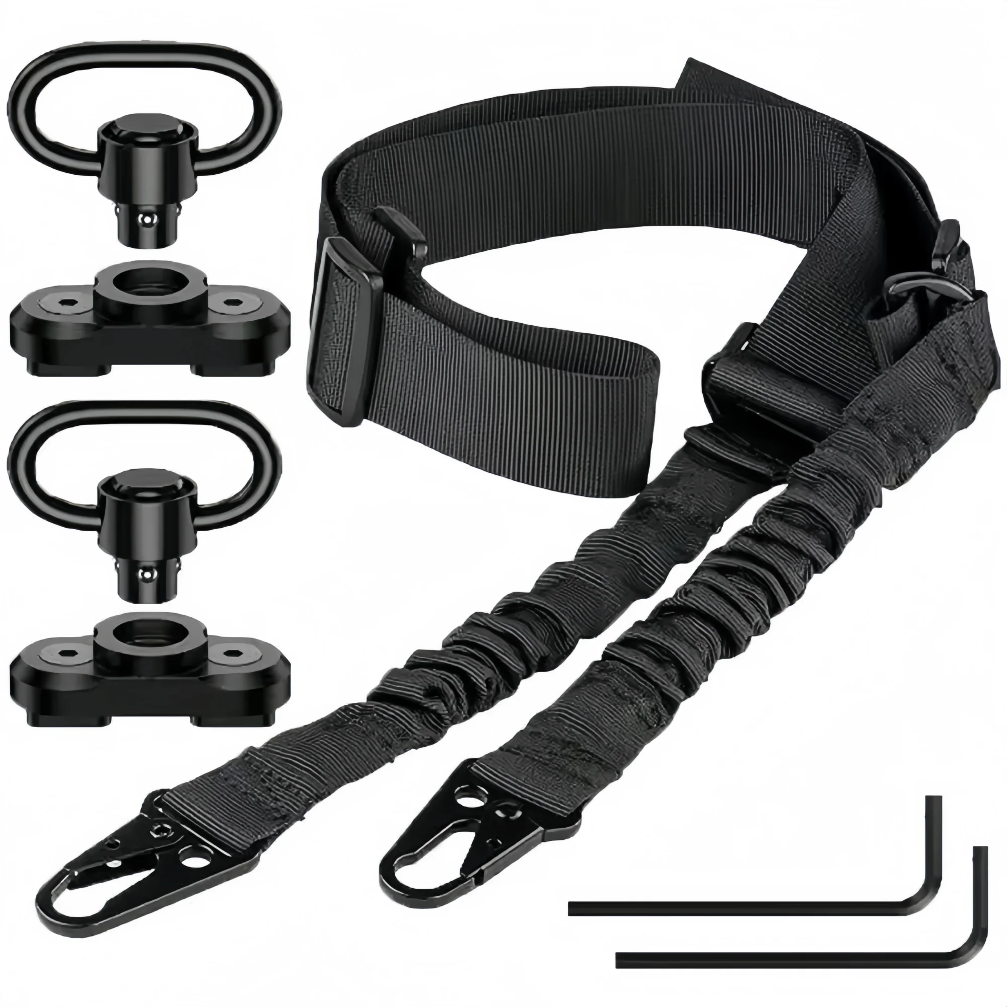 Two Points Sling with Length Adjuster Outdoor Shoulder Strap Universal Adjustable Sling with QD Mount for Sports Equipment