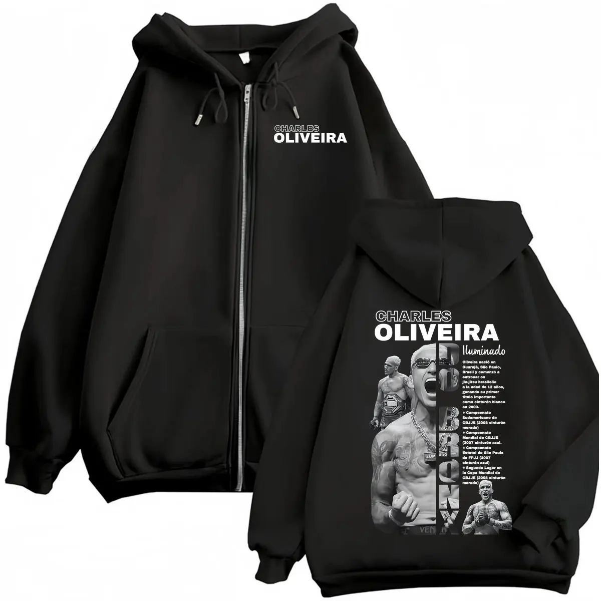 Limited Charles Oliveira Do Bronxs Zipper Hoodies Men Women Harajuku Fashion Sweatshirts Jacket Coats Oversized Zip Up Pullovers