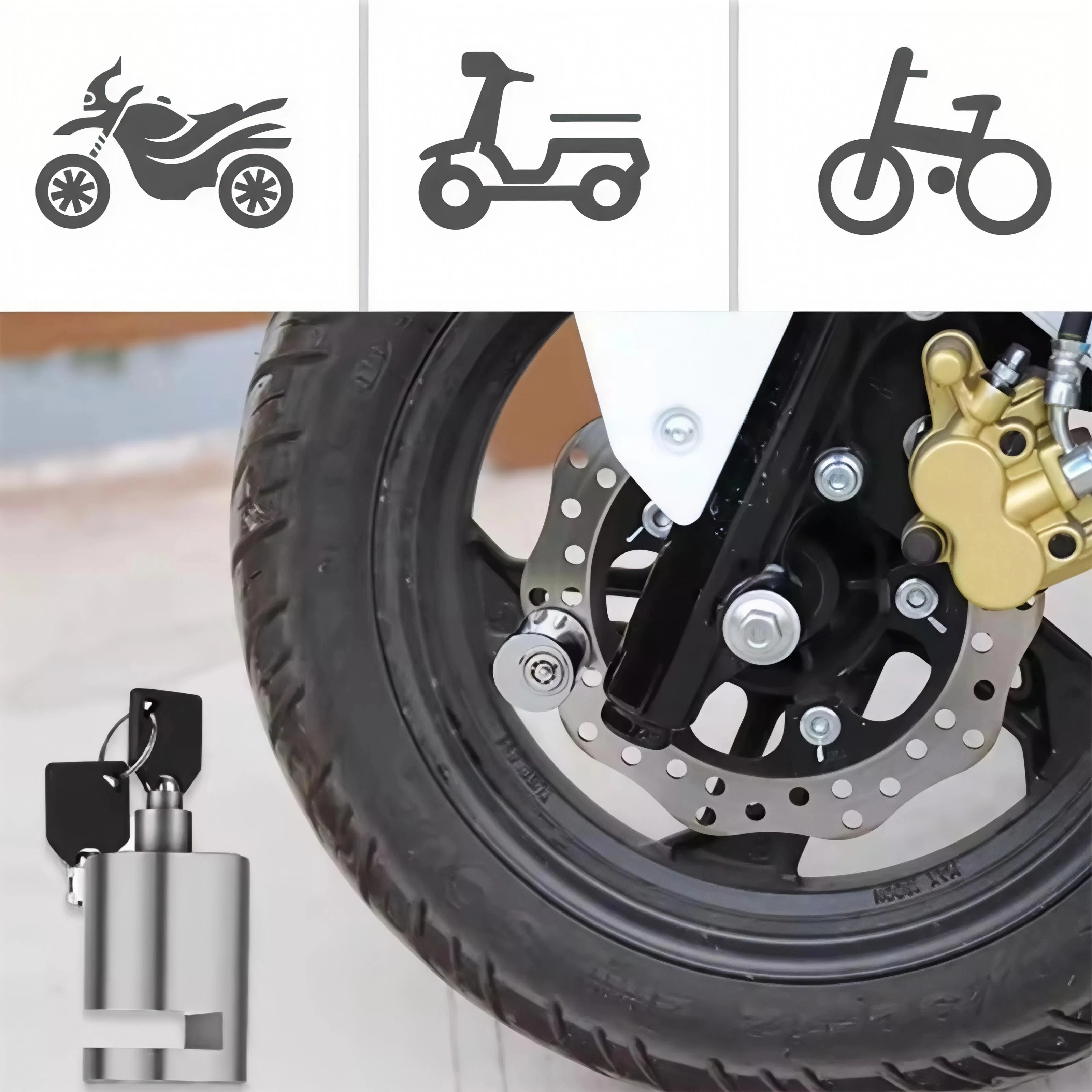 Universal Fit Lightweight High-Security Portable Motorcycle Disc Brake Lock Anti-Theft Design for Bikes And Motorcycles