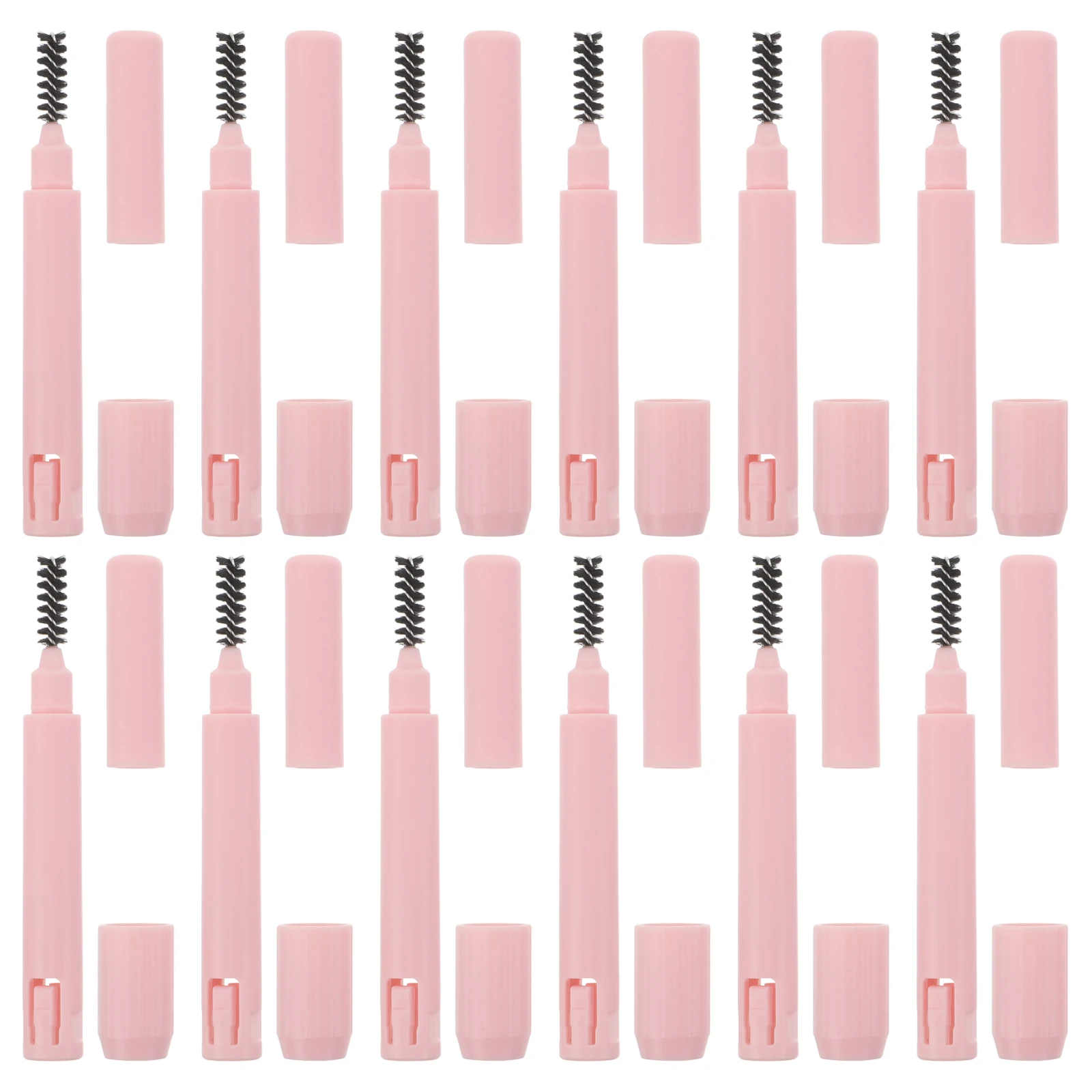 

12pcs Eyebrow Pencil Extender Dual Head Brush Precision Brow Tool Universal Holder Reusable Makeup Accessory Students Pink