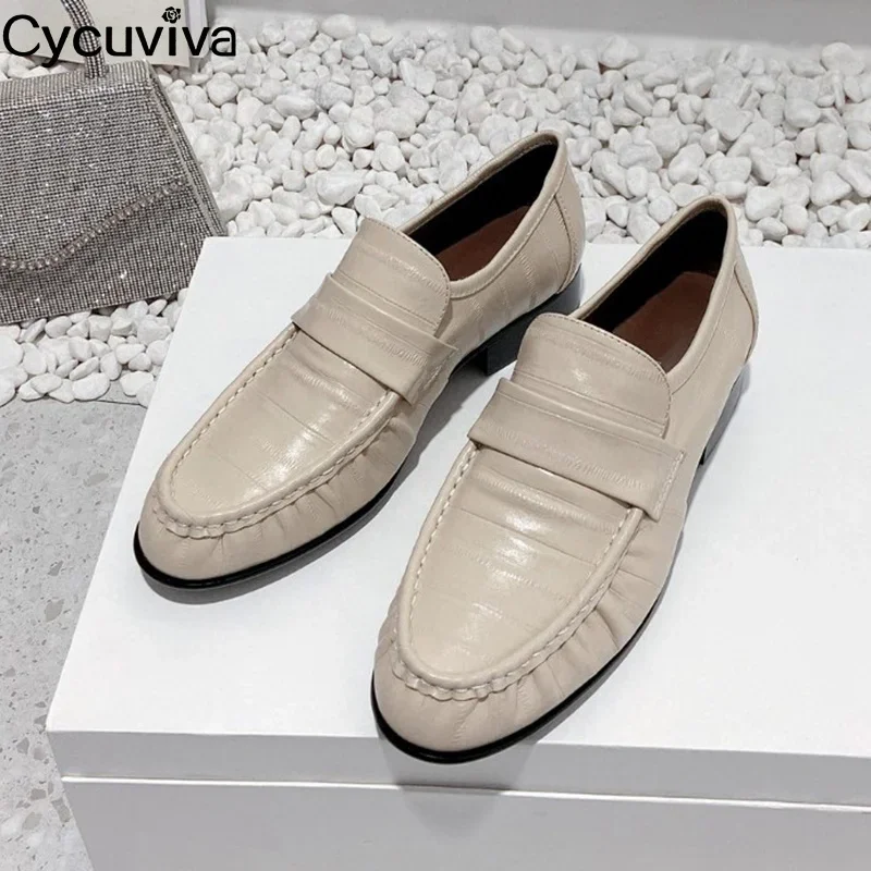 

Женские туфли из натуральной кожи, на плоской подошве, с круглым носком