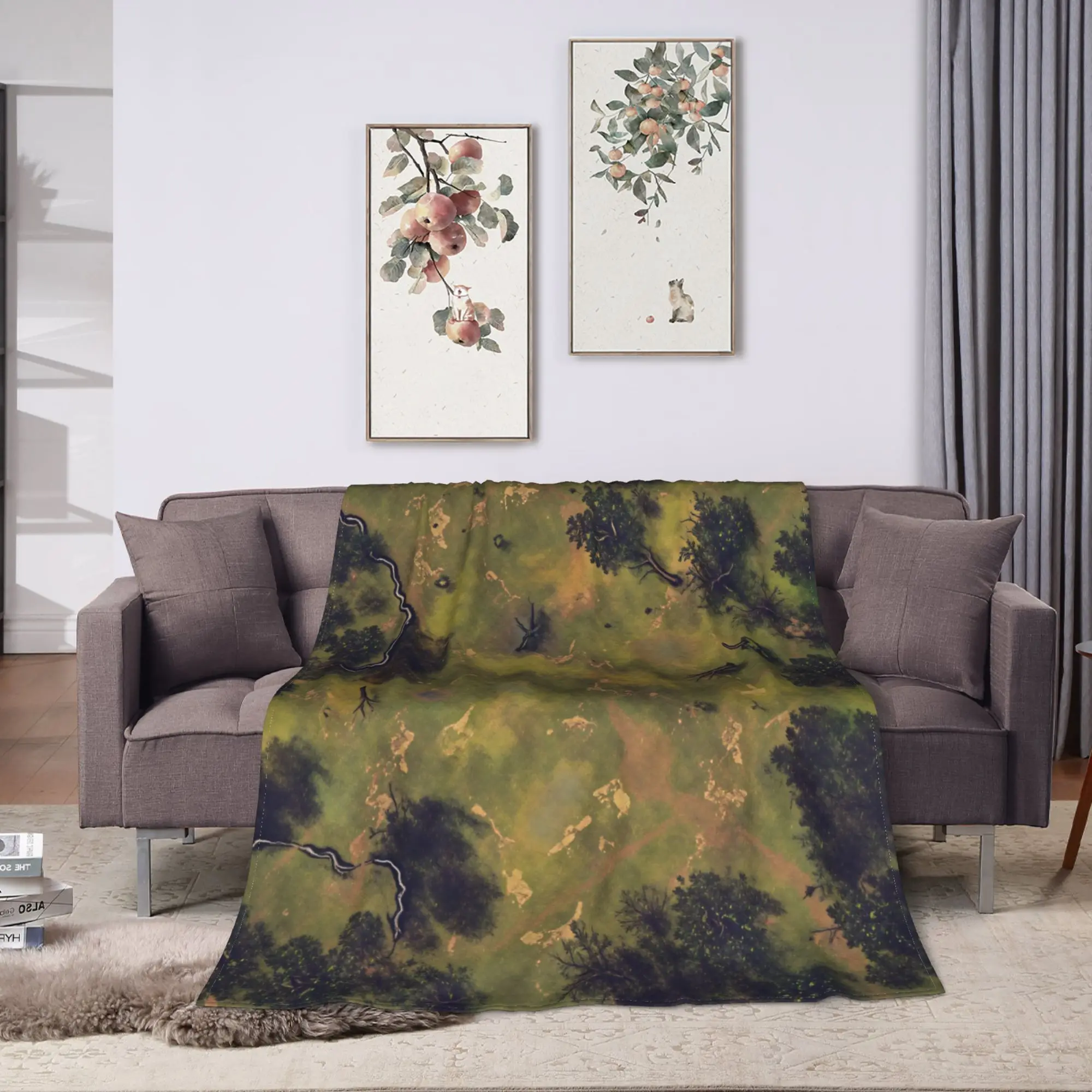 Grass Battlemat Grassland Land Greenery Flannel Blankets  Warm Throw Blanket for Home Decor Decorative Bedspread Bed Cover