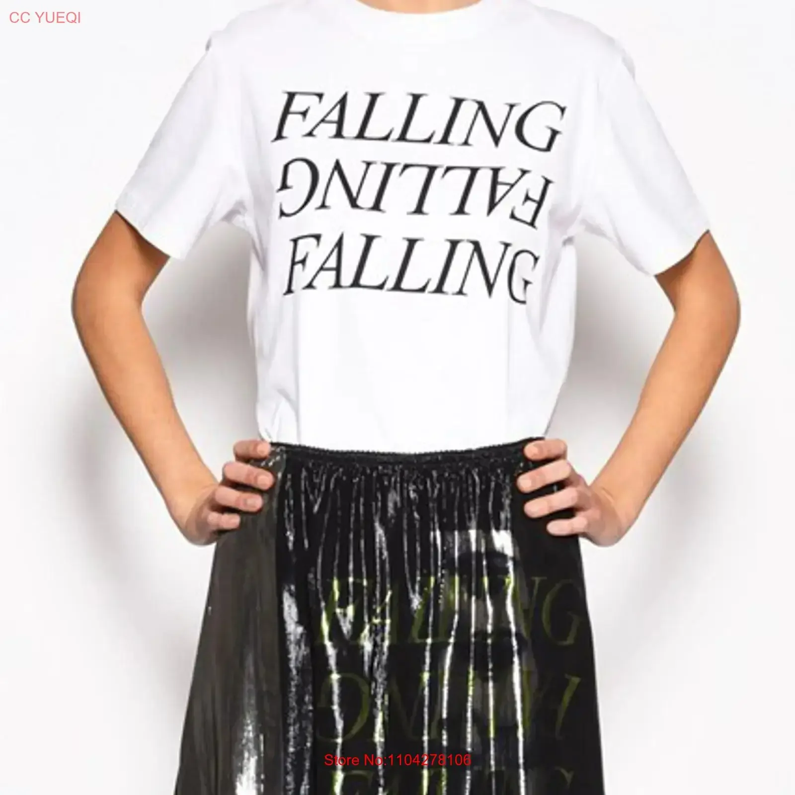 100 Authentic Women Failing print T shirt White vintage Washed Stylish fashion graphic Slightly Versatile designer clothes