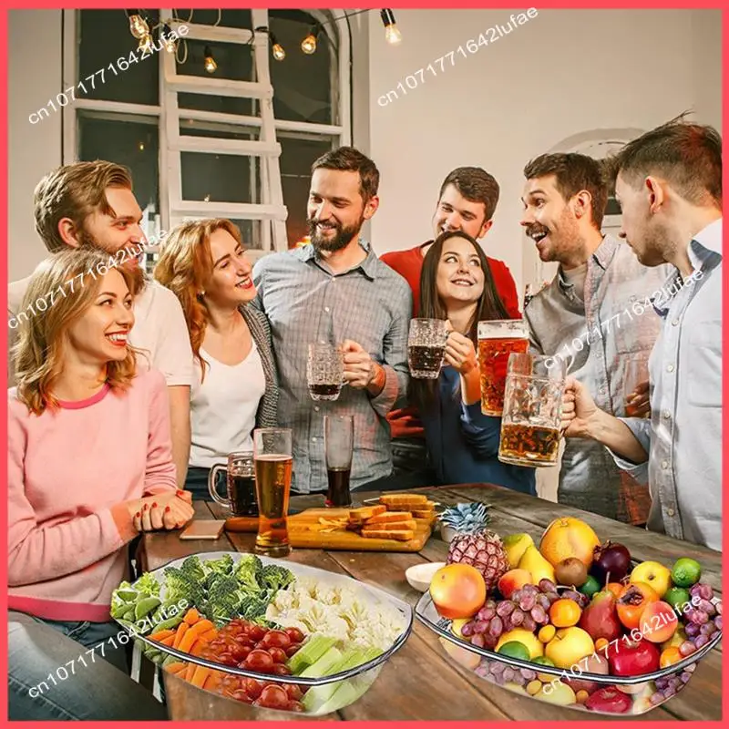 

B52C Ice Serving Trays For Parties With Lid , Serving Tray With Ice Underneath For Party Dinner, Family Gathering Durable Easy T