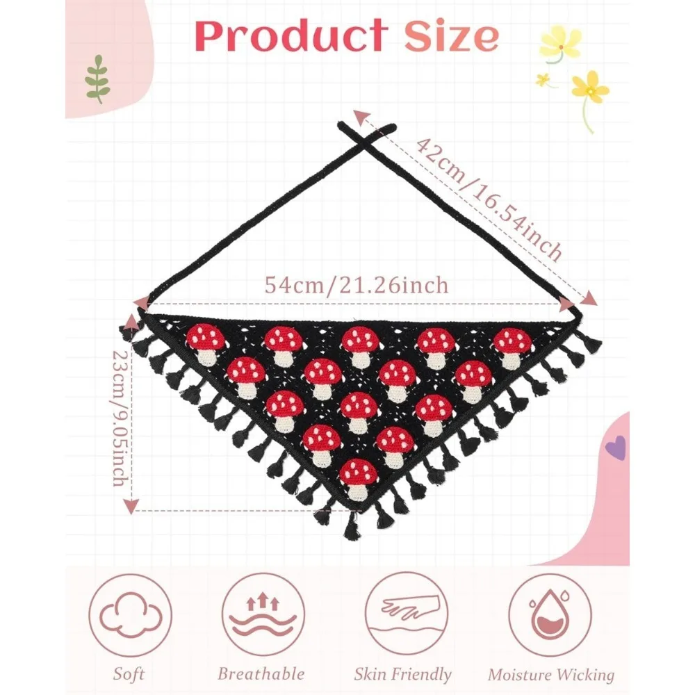 Вязаные крючком банданы для волос с цветочным принтом, платок из 2 предметов, женский шарф для волос, повязка на голову с ромашками, винтажный платок на голову для девочек