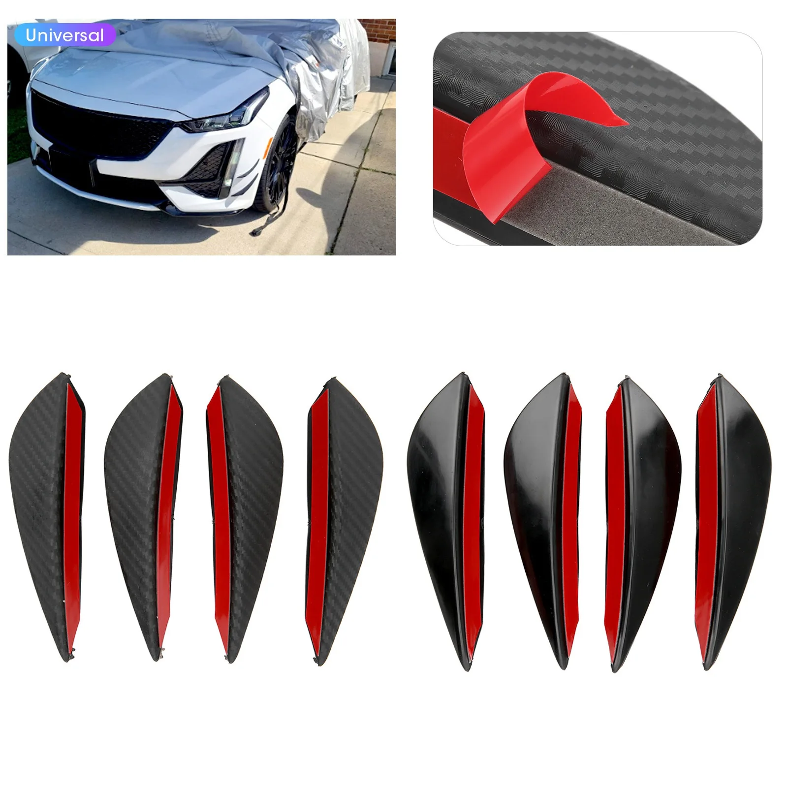 4Pcs Universal Car Front Bumper Lip Decoration Diffuser Shunt Fin Body Spoiler Auto Body Kit Exterior Tuning Accessories