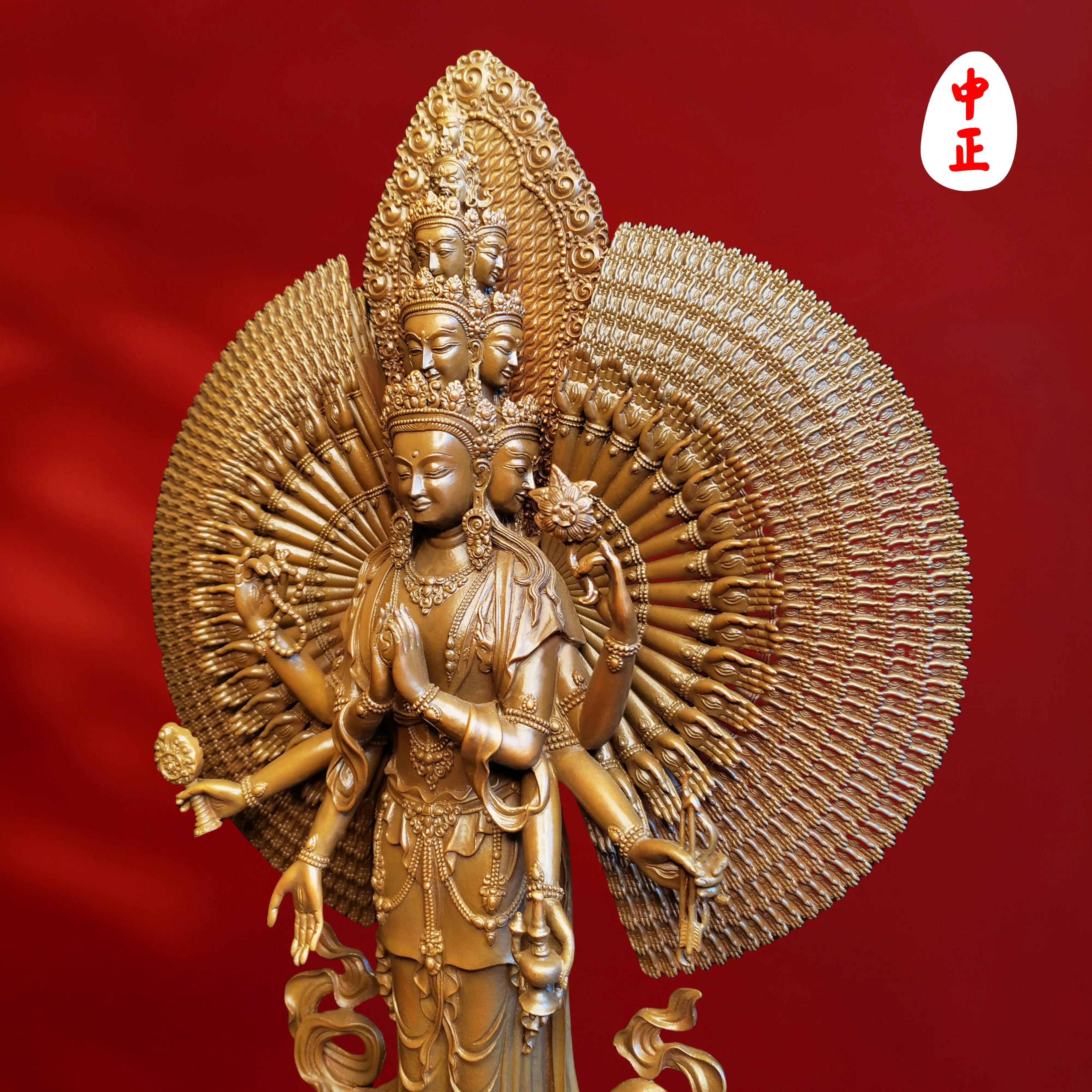 Intangible Cultural Heritage Workshop Thousand Hands Guanyin Gold, Silver and Copper Material Support Customized Crafts Sculptur