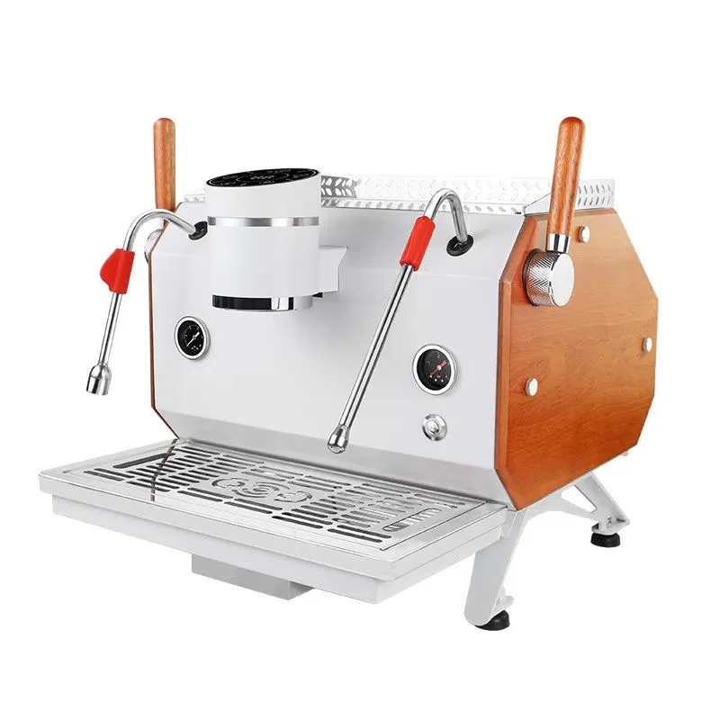 Retro Semi-Automatic Espresso Machine, Commercial Single Double Head Coffee Brewer, Professional Temperature Control