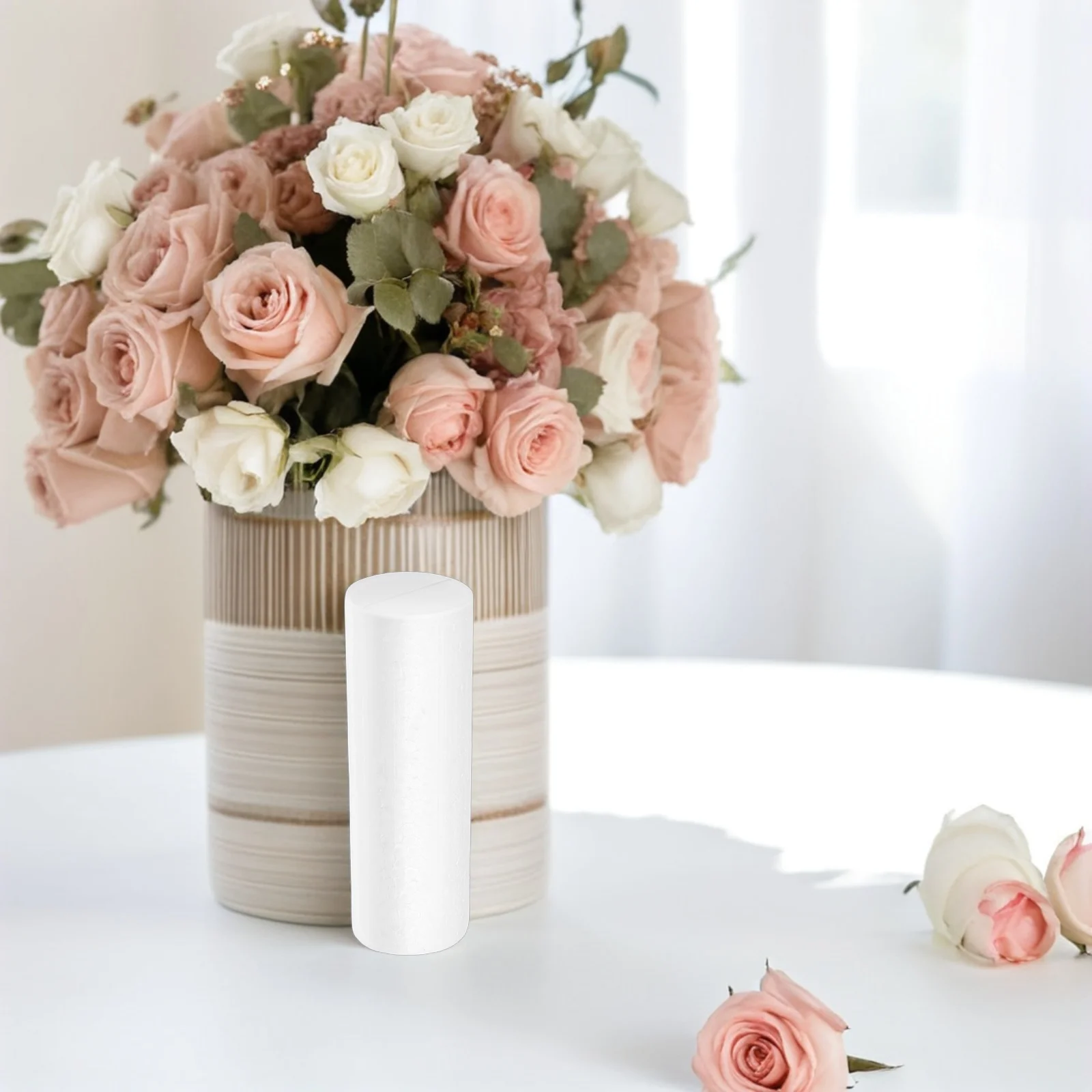 

6pcs White Cylinders For Crafts: Round Floral Tubing Rods Diy ing Christmas Party Supplies Craft Shapes Tubing Foam Rods