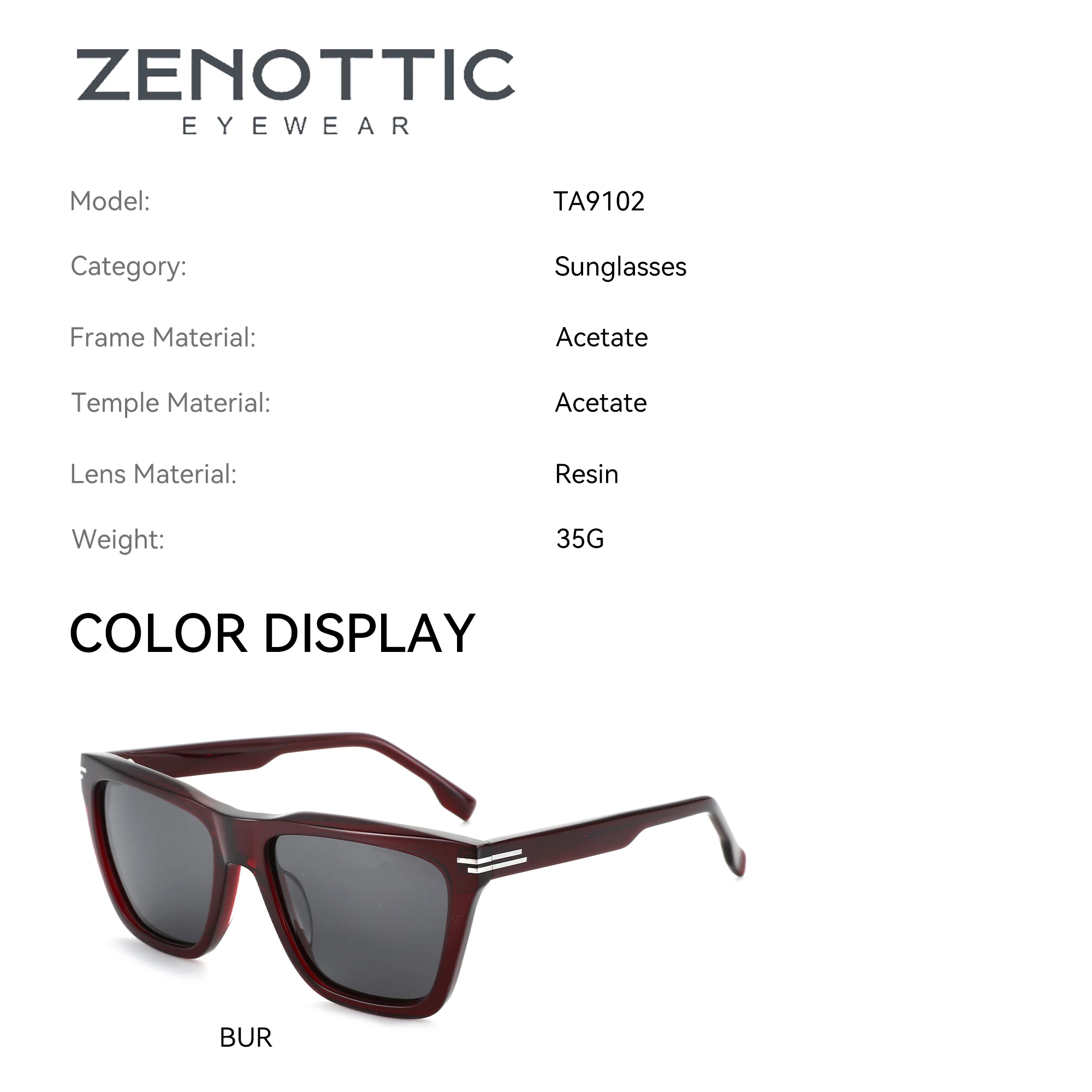 ZENOTTIC Women Square Graduate Prescription Sunglasses Polarized UV400 Shades Myopia Protection Running and Driving