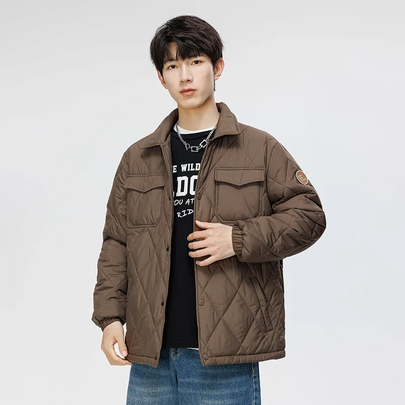 Men's large-size cotton clothes, casual loose cotton-padded clothes in autumn and winter, thickened thermal lapel jacket