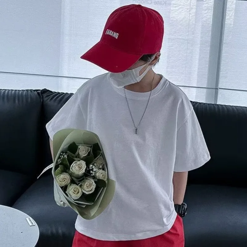 

Boys' Summer Short Sleeve T-shirt New Small And Medium Children's Round Neck Top Children's Casual Versatile Half Sleeve Fashion