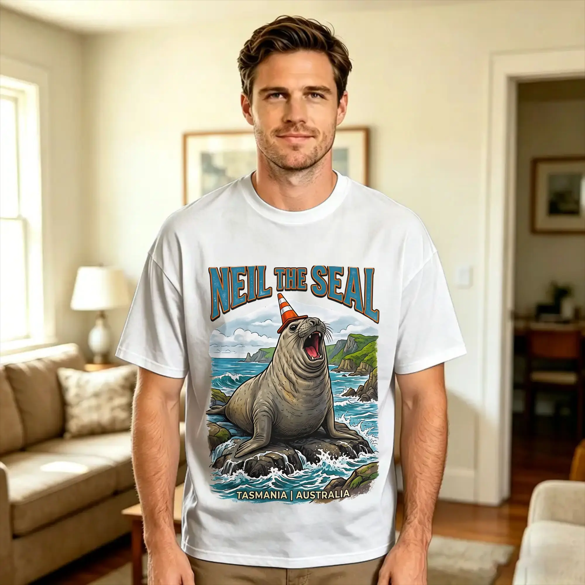 Streetwear T Shirt Beach Neil the Seal Novelty T-Shirts  Cotton Tee Shirt for Couple Y2K Classic Short Sleeve Clothes