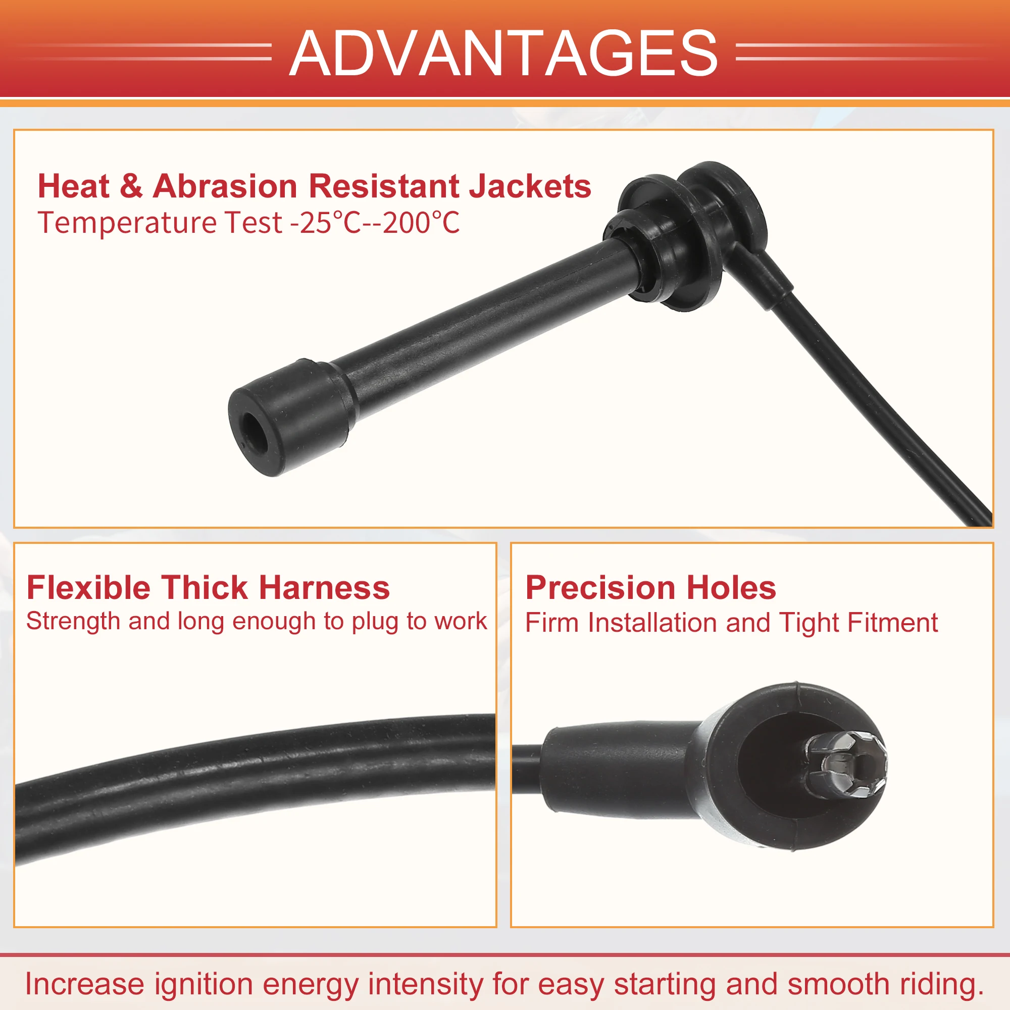 UXCELL 4 Pcs Spark Plug Wire Ignition Coil Cable No.224409Z060 for Nissan Frontier
