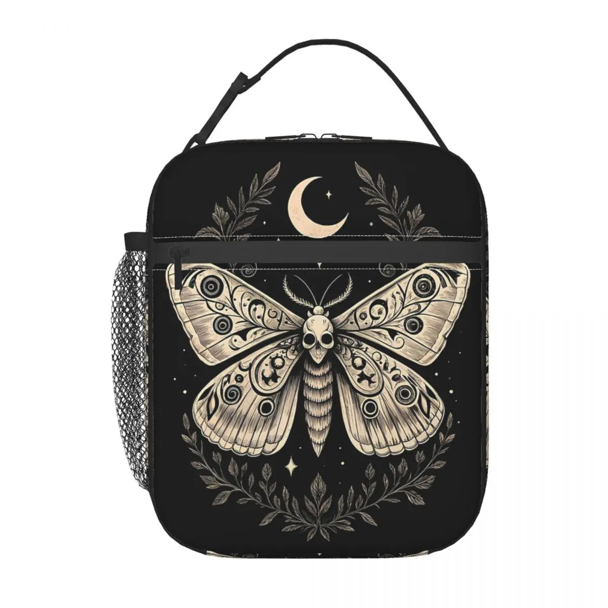 Mystical Gothic Skull Moth And Flower Insulated Lunch Bag for Women Kids Leakproof Food Boxes Thermal Lunch Box Tote