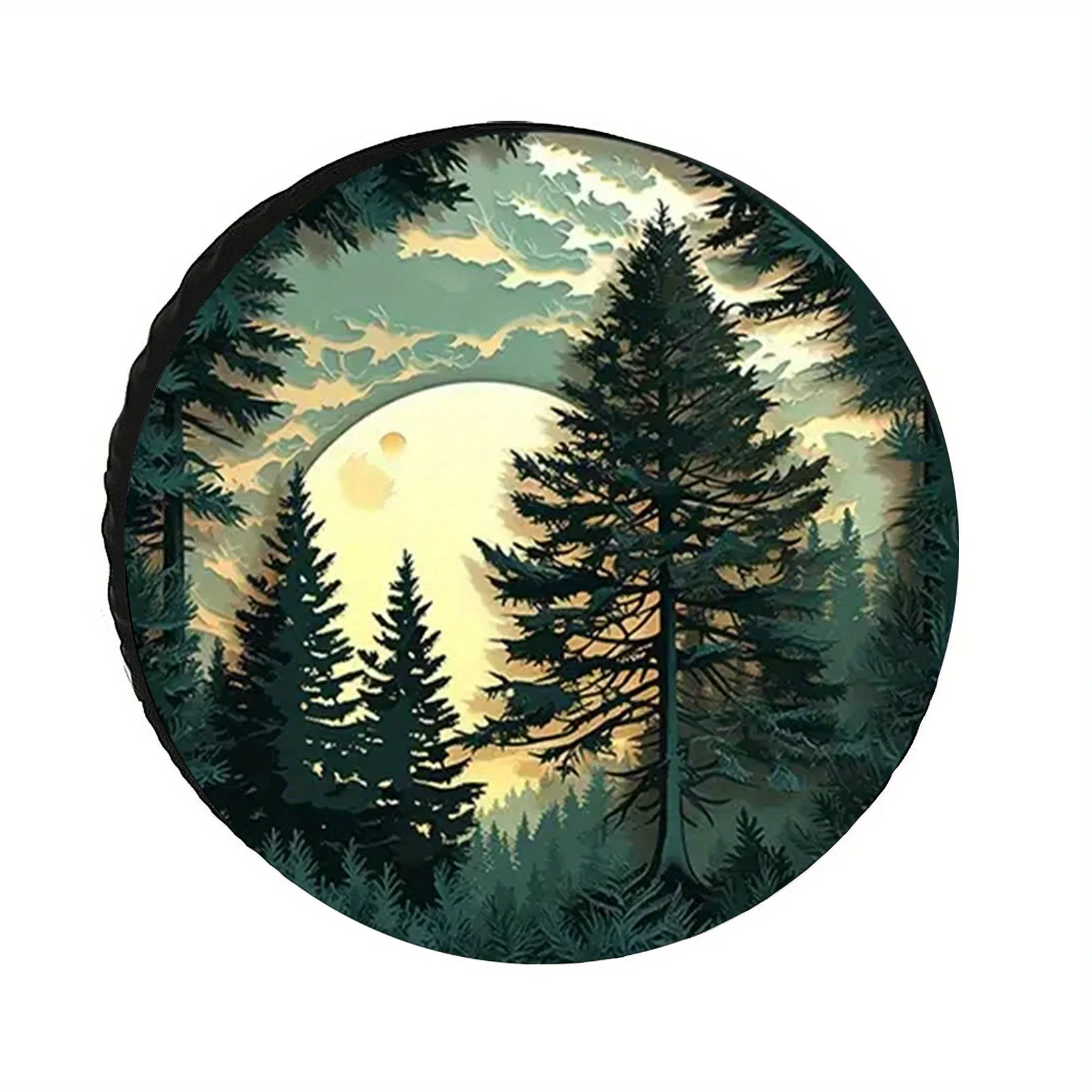 Copertura per ruota di scorta per auto foresta illuminata al luna Protezione antivento antipolvere Protezione per ruote di veicoli Decorazione per atmosfera magica