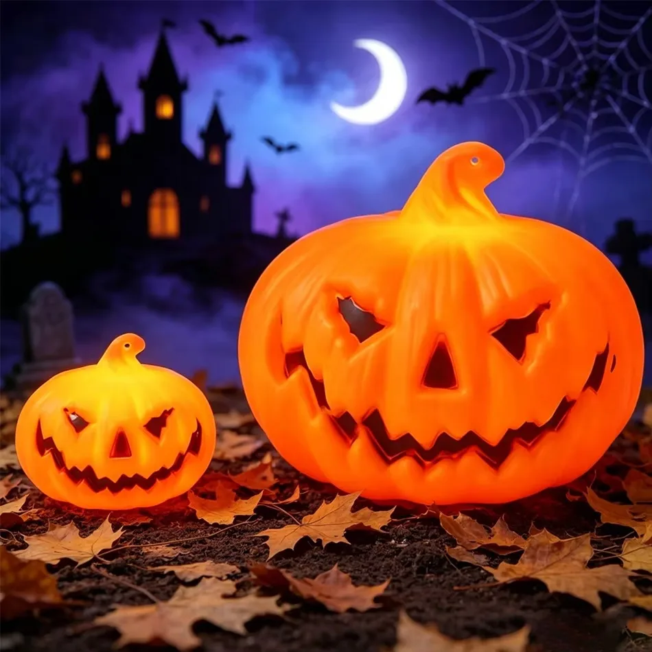 LED Pumpkin Lamp Warm Light Jack O Lantern Halloween Table Decoration Indoor Bar Party Atmosphere Candle Lights