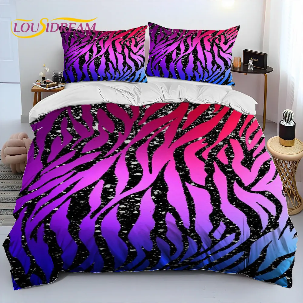 

Colorful Zebra Pattern Comforter Bedding Set,Duvet Cover Bed Set Quilt Cover Pillowcase,King Queen Size Bedding Set Adult Child