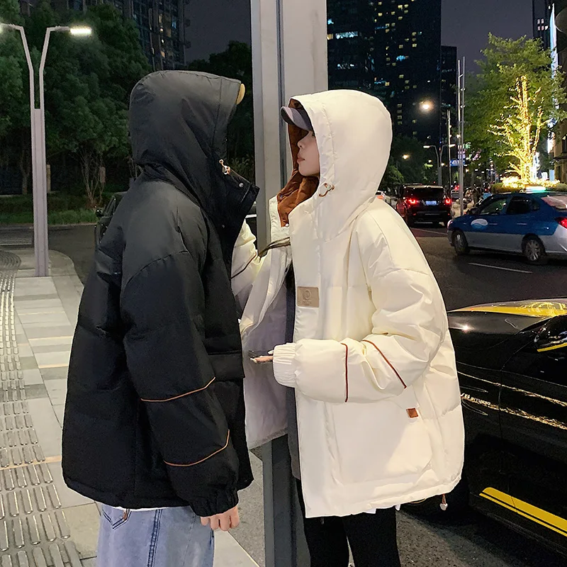 

Зимняя уличная одежда 2023: Модная женская куртка-пуховик с капюшоном в стиле Hong Kong Sle для пар