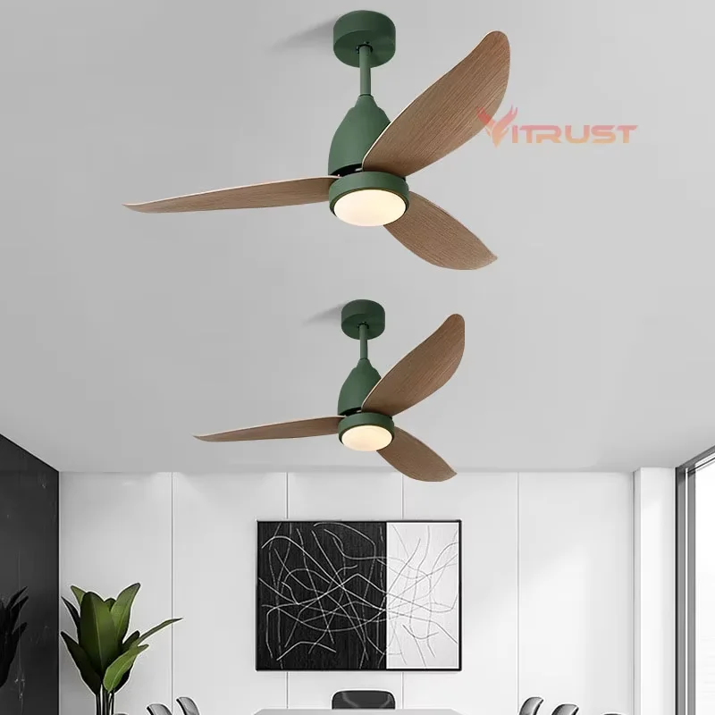 LED Ceiling Fan Light Strong Wind Low Floor 46in 52inch Remote Control Ceiling Fan Lamp Bedroom Dining Room Living Kitchen