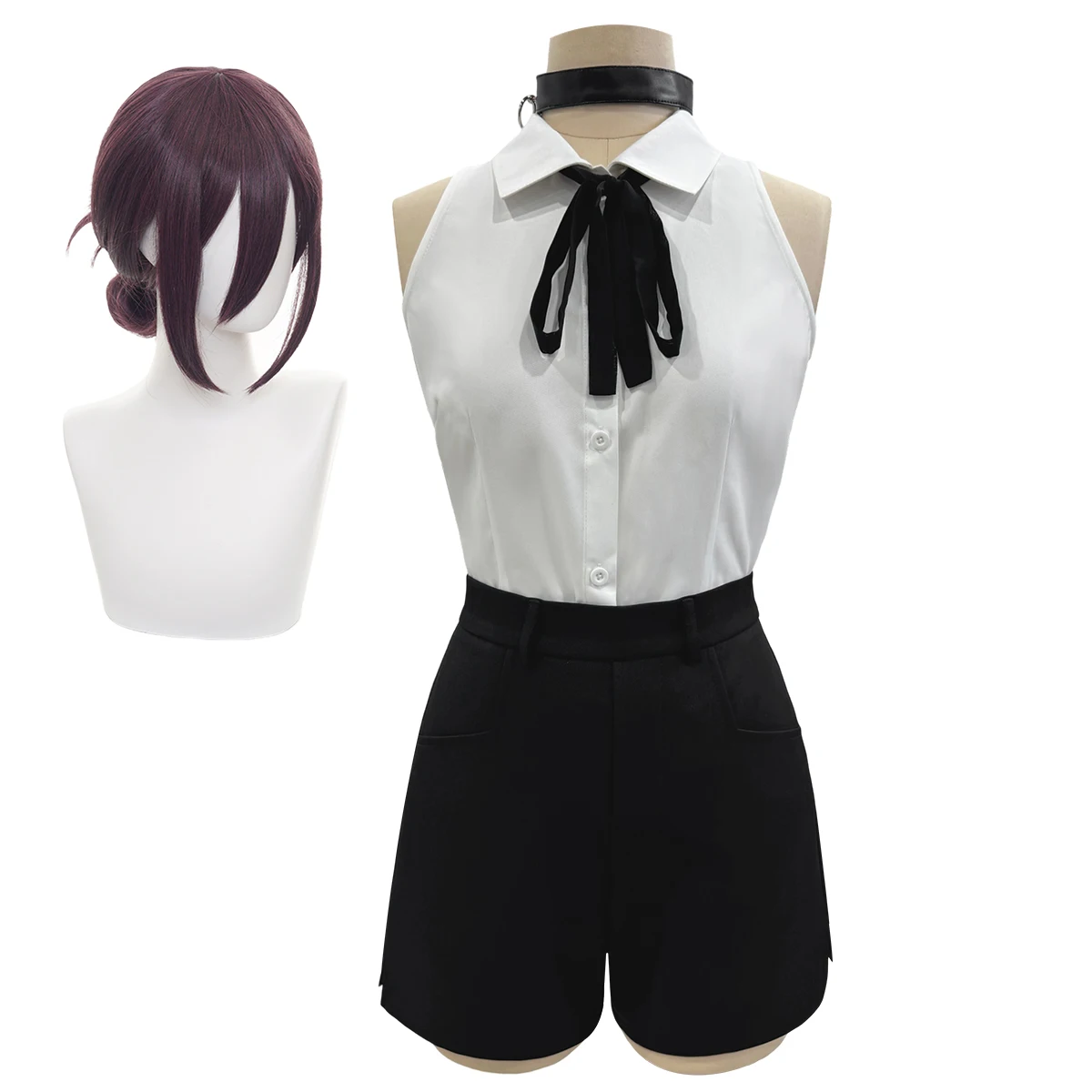 HOLOUN Chainsaw Anime Reze Cosplay Costume Wig White Shirt Black