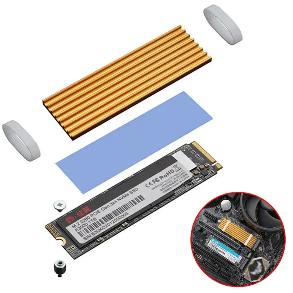 

Кулер Радиатор Теплопроводящая кремниевая пластина M.2 Радиаторы NGFF 2280 SSD Радиатор Алюминий с винтами Охлаждающий жилет SSD ПК