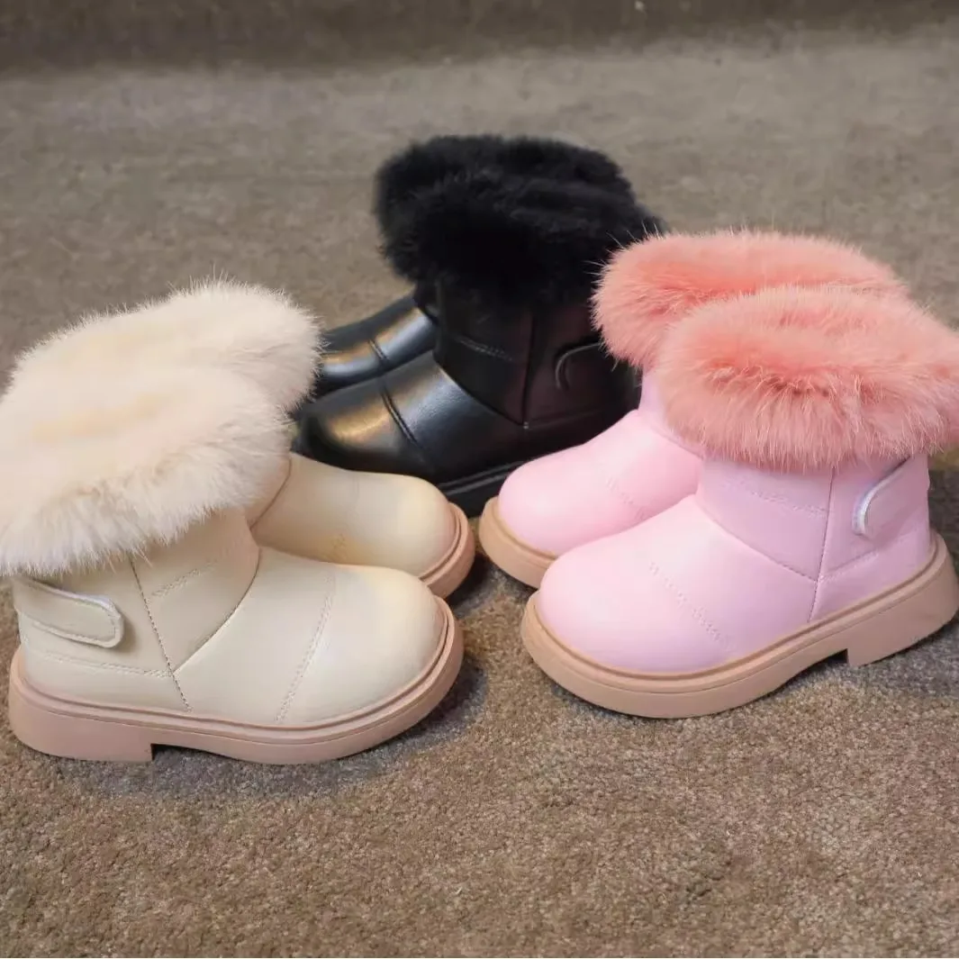 

2025 New Autumn and Winter Children's Girls' Snow Boots Korean Version Soft Soled Little Girls' Baby Thick Snow Cotton Boots