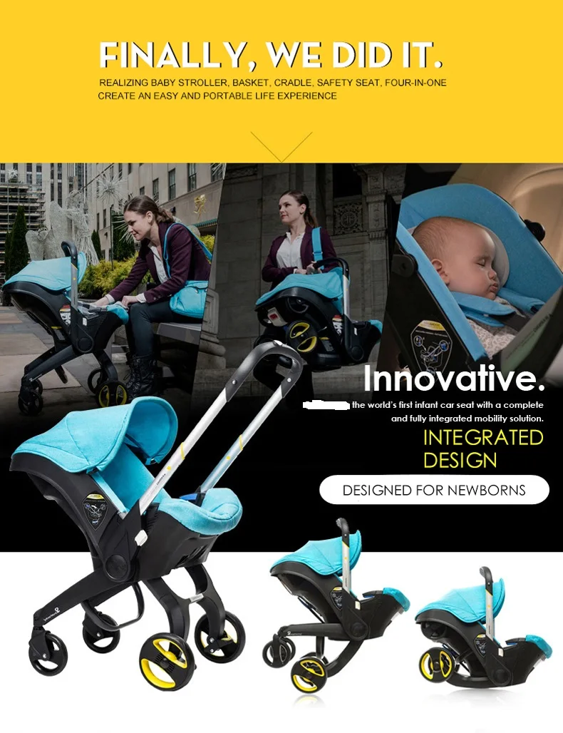 Lightweight Baby Stroller 2-in-1 with Car Safety Seat Foldable Carriage Newborn Travel System Safe and Stable Buggy New Pram